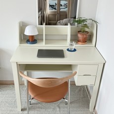 우드몽드 원목 고무나무 책상 편수책상 컴퓨터책상 1000 크림화이트