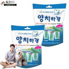 양치하개 덴탈케어 스케일링 유산균 14p 24p 강아지 양치 덴탈껌, 2개, 유산균 14p (210g) - 양치하개