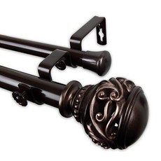 Rod Desyne 1인치 이사벨라 더블 커튼 로드 160-240인치 브론즈 Rod Desyne 1" Isabella Double Curtain Rod 160-240 inch Bronze