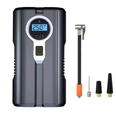 ZOZOFO 다용도 에어펌프 무선 타이어 공기압 주입기 휴대용 무선 올인원 4000mAh 타이어 압력 모니터링/led손전등/보조배터리/자동차 농구공 자전거 오토바이 다용도에어펌프, 블랙, 1세트
