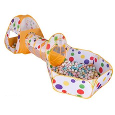 IMBABY Foldable 3 In 1 Playpen For Children 휴대용 키드 Tipi 텐트 크롤링 터널 베이비 드라이 오션 볼, 06 Yellow Dot_04 미국