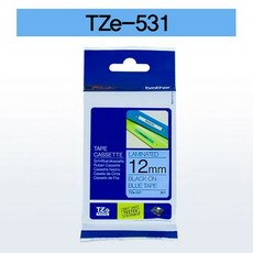 브라더 테이프카트리지 TZ531(12mm Blue Black)사무기기 라벨프린터 카트리지 라벨 사무실 라벨테이프 테이프 라벨용지 스티커 라벨지, 본상품, 상세페이지 참조