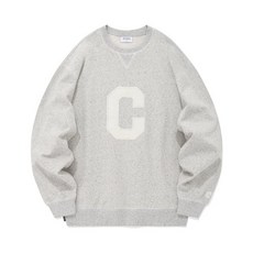 [커버낫 본사]듀얼 멜란지 C 로고 맨투맨 헤더 그레이