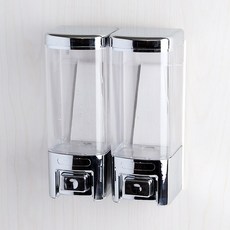 주방 화장실 욕실 물비누 디스펜서 2구 벽걸이세제통