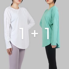 2장 세트 요가복 상의 롱티 빅사이즈 필라테스 상의 긴팔 운동복 루즈핏 힙커버 데일리