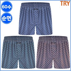 트라이 TRY 남성 속옷 고급 60수 순면 남자 사각 트렁크 팬티 3매입 MP3