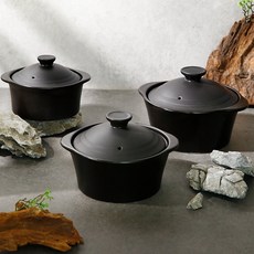  플라라 블랙라벨 뚝배기 직화용&인덕션전용 된장찌개 계란찜 뚜껑 뚝배기, 직화용, 중 
