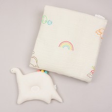 [에뜨와HU] 디노텐셀이불 짱구베개세트 07Q08400A 이불 짱구베개 출산준비 출산선물 아기여름 현대울산, 0개, 이불/짱구베개/CREAM
