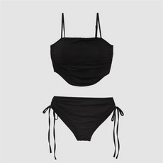 [비즈로그인] 비치 썸머 유교걸 셔링 비키니 3color, 블랙