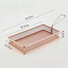 JINGHENG 스테인레스 스틸 프라이팬 바구니 미니 프라이팬 바구니 철 아트 바구니, 아일렛 직사각형 로즈 골드, 1개