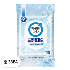 깨끗한나라 페퍼민트 쿨링 휴대용 데오티슈 10p, 66g, 33개