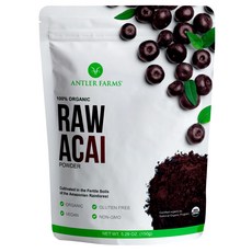 Antler Farms - 100% Pure Organic Raw Acai Powder Antler Farms - 100% 순수 유기농 생 아사이 파우더 30회분 150g, 1개