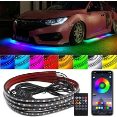 TOKANI 언더글로우 자동차 조명 키트 4개 방수 RGB LED 내부 스트립 음악 모드 외부 주변 지원 블루투스 앱 544977, TOKANI 언더글로우 자동차 조명 키트 4개 방수 R