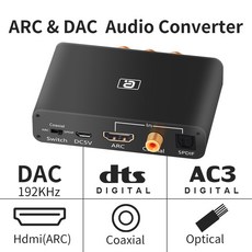 192KHz 디지털-아날로그 DAC Hdmi-ARC 오디오 추출기 광 동축 RCA 3.5mm 잭 변환기 DTS AC3 무손실 5.1 7.1, [02] EU Adapter - 아스텔앤컨hc3