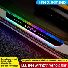 자동차 문짝 조명 씰 라이트 로고 프로젝터 램프 USB 전원 이동 LED 웰컴 페달 스커프 플레이트 맞춤형, 2 PCS Rear door_Customized