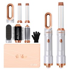 UKLISS 물결 웨이브 롤 고데기 헤어 스타일러 핫 에어 브러시 6 in 1 드라이어 액세서리 1000 W 자동차 에어월 스타일링 컬링 따뜻한 공기 원형 여성용 스트레이트너, White
