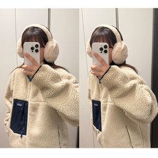 풍성하고 보드라운 솜사탕 퍼 귀마개 방한 이어머프
