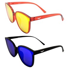 Global Vision Eyewear Athena 여성용 패션 선글라스 크리스탈 레드 프레임 2쌍 레드 미러 렌즈 및 블랙 블루 미러 렌즈 포함 레드-레드/블랙-블루