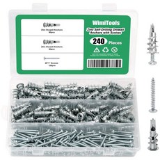 220PCS 드라이월 앵커 및 나사 키트 시트록용 자체 드릴링 월 중공 도어 석고 벽 단열 보드 8 나사가 있는 아연 금속 나일론 플라스틱 구색