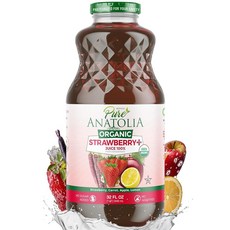 Pure Anatolia 딸기+ 주스 • 레몬 당근 애플 딸기 믹스 USDA 글루텐 프리 비건 - 946.4ml(32온스) 유리병(딸기), Pure Anatolia 딸기+ 주스 • 레몬 당근 애, 946ml