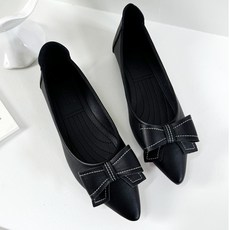 [당일출고]말랑 경량 소프트 스티치 리본 알렌 스틸레토 여성단화 플랫슈즈 2cm(2color)