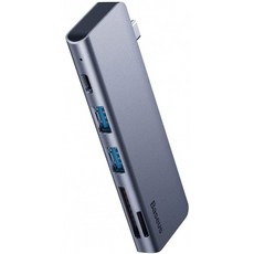 USB-C Hub 어댑터 동글 Baseus Portable 5 in 1 USB 타입 C 어댑터 2개 USB 3.0 포트 SD/마이크로 카드