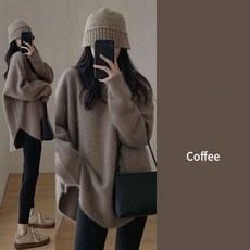 COSYEVNO 여자 스웨터 가을 겨울 하프 기장 루즈핏 소프트 니트 상의