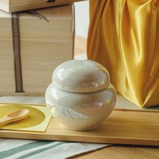 진주 코팅 스쿠류 뚜껑 단지 300g 꿀단지 경옥고단지 소금단지 고추장항아리, 1개