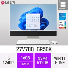 LG 일체형PC 27V70Q-GR50K 윈도우11 27인치 인텔 12세대 사무용 인강용 재택근무용 일체형PC, 512GB, 16GB, Win11 Home