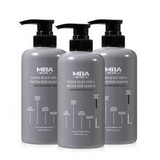 MBA 탈모완화 새치개선 두피영양 탈모케어 모발아 더마 블랙턴 앤 프로틴 헤어 샴푸 500ml, 3개