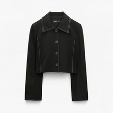 미쏘 여성용 싱글카라 스티치 크롭 자켓