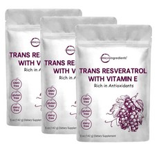 마이크로인그레디언트 퓨어 트랜스 레스베라트롤 파우더 비타민E Micro Ingredients Trans-Resveratrol, 3개, 142g