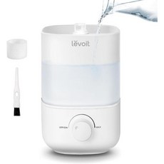 침실용 LEVOIT 탑 필 가습기 큰 방용 2.5L 탱크 채우기 쉽고 청소하기 쉬우며 가정용 아기 보육 및 식물용 28dB 콰이어트 쿨 미스트 공기 가습기 자동 차단 및 안전, White_Humidifier