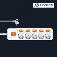현대 국산 개별 절전 과부하차단 5구 멀티탭, 1개