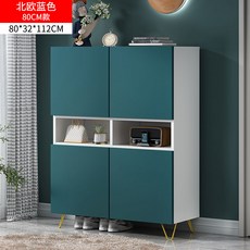 식변장 찻물장 술장 일체 가정용 거실 벽 저장물 수납장 주방 찬장 현관장, 80cm 북유럽 블루-모조 페인트 접기 쌍문