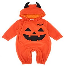 stylesilove Baby Toddler Halloween Fleece Chic Pumpkin Costume Hooded Romper (90/12-18 Months) Orang, 1