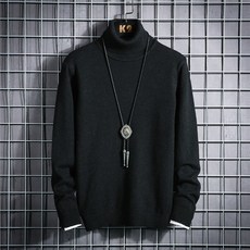 겨울 계절 목폴라 스웨터 청 소년 트렌드 봄가을 순흑색에 두께감 이너티셔츠