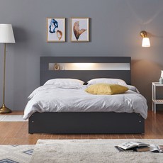크렌시아 그레이스 LED 일반형 슈퍼싱글/퀸 침대+본넬 매트리스, 그레이