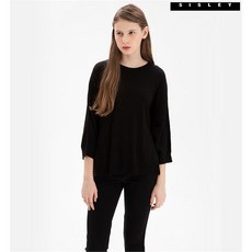시슬리 도트 플라워 배색 니트 SAKP09841 BK