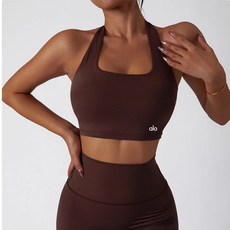 알로 ALO YOGA 상의 탑 브라 여성 크롭 슬림 홀터넥 통기성 운동복 브라탑 피트니스