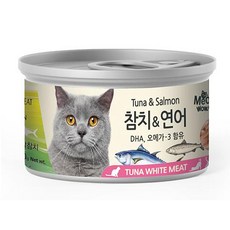 미우와우 [BOX24개입] 흰살참치 고양이캔 80g 연어, 1box