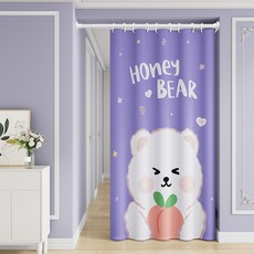 침실 에어컨 방풍 차단 커튼 화장실 문 커튼 바람막이 옷장 찬장 블라인드 가리개 화장실 커튼 걸이, 복숭아 곰, 옵션27, 1개