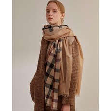 닥스 악세서리 여성 20FW [울100%]브라운 체크 솔리드 울 스카프 DCSC0F521W2