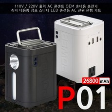 캠핑용 파워뱅크 220V 야외 이동식 대용량 휴대용 보조배터리 LED라이트 캠핑카전기 26800mAh, 1개, 블랙