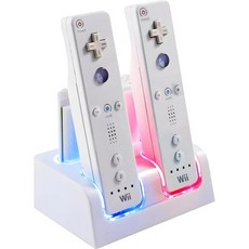 Wii 충전 도크 충전기 스테이션 4포트 리모컨 충전기4pcs 2800mAh 충전식 배터리 포함화이트, Wii 충전 도크 충전기 스테이션 4포트 리모컨 충전기, 1개