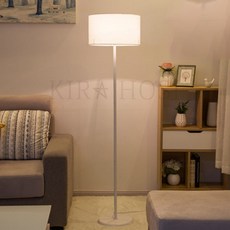 kirahosi 북유럽 플로어 스탠드 거실 침실 조명등 5호+ 덧신 증정 CEnh059e, 블랙 흰 막대+ 블랙 등갓 발판