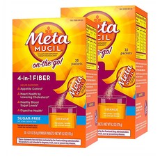 메타무실 Metamucil 4-in-1 Psyllium Fiber 온더고 식이섬유 슈가프리 오렌지 30개입 2팩, 1개, 1