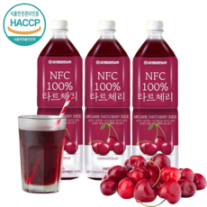 첨가물없이 짜낸 NFC 100% 타트체리 주스 착즙 원액, 3개, 1L