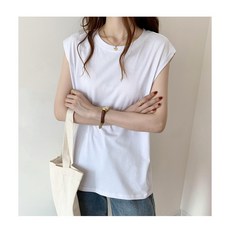 여성용 루즈핏 슬리브리스 민소매 나시티