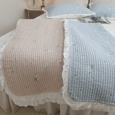 희야홈패브릭 들꽃 순면 피그먼트 워싱 아사 60수 스프레드겸패드